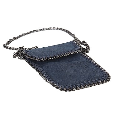 Metallic Chain Décor Mini Crossbody Cell Phone Bag