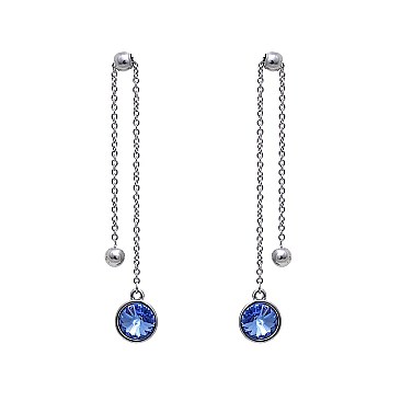 Fashionable Dangly Single Stone Drop Eararing SLE0220