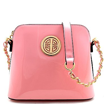 Patent Emblem Chained Strap Messenger