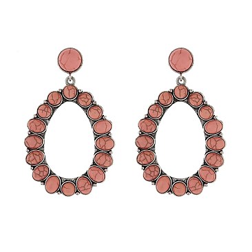 Fashionable Western Tq Oval Earrings SLE0277