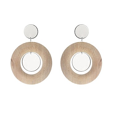 Trendy Dangly Wood Circle Earring SLE0323