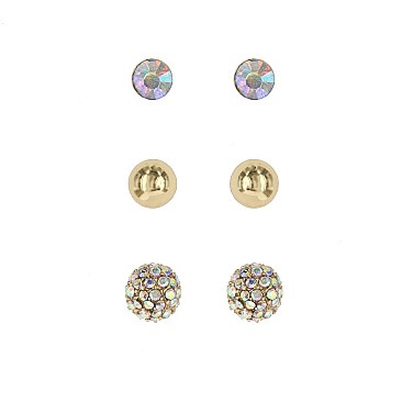 Trendy 3 Pc Stud Earring Set SLE0350