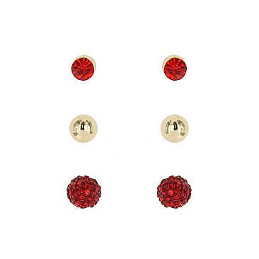 Trendy 3 Pc Stud Earring Set SLE0350