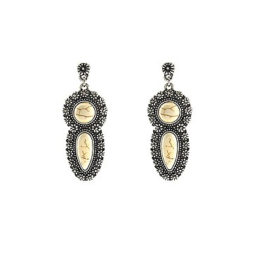 Fashionable Navajo Style Teardrop Stone Earring SLE0532