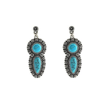 Fashionable Navajo Style Teardrop Stone Earring SLE0532