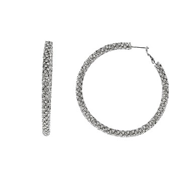 STYLISH 50MM RHINESTONE HOOP EARRING