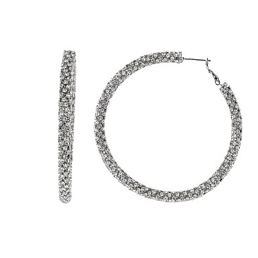 TRENDY 65MM RHINESTONE HOOP EARRING