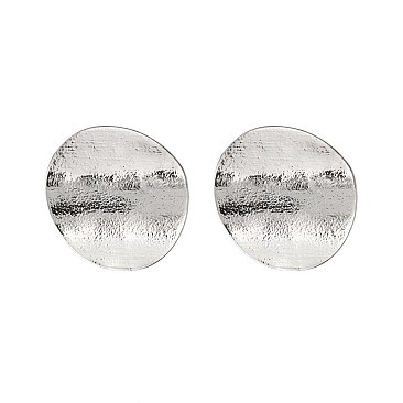 Fashionable Round Hammered Metal Earring SLE0687