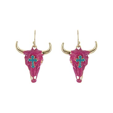 Fashionable Steer Head Cross Earring SLE0748