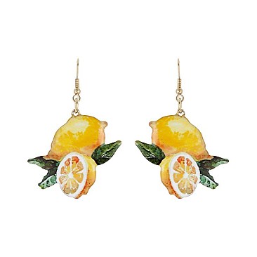 Fashionable Lemon Print Earring SLE0873