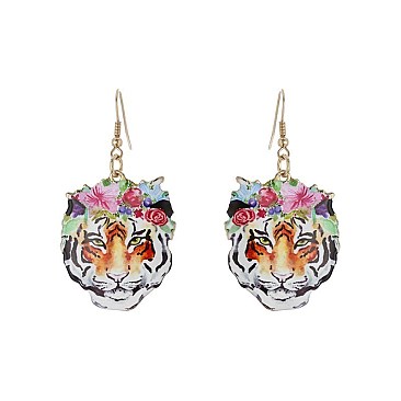 Fashionable Tiger Floral Print Earring SLE0883