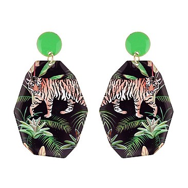 Fashionable Tiger Print Geometric Earring SLE0898