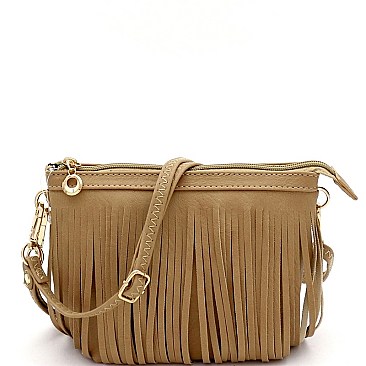 FRINGED BOHEMIAN WRISTLET CROSS BODY