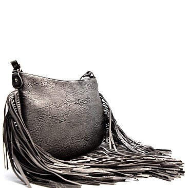 E097-LP Fringed Round Cross Body Bag