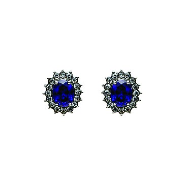 FASHIONABLE OVAL BLUE DIAMOND EARRING SLE1021