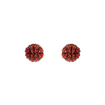 Fashionable Rhinestone Basketball Stud Earring SLE1031