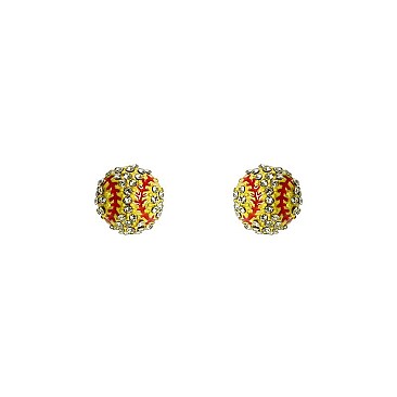 Fashionable Rhinestone Softball Stud Earring SLE1032