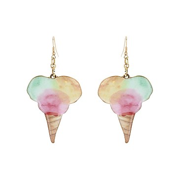 Fashionable Ice Cream Cone Print Fishhook Earring SLE1093