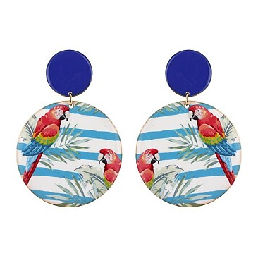 Fashionable Parrot Print Circle Post Earring SLE1094