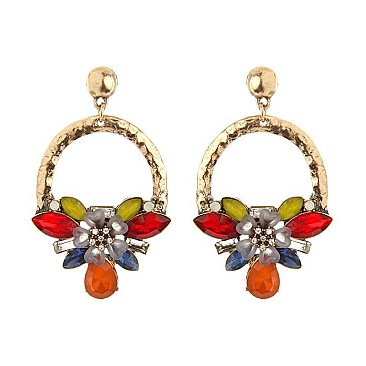 Fashionable Dangly Metal/stone Post Earring SLE1128