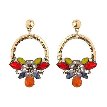 Fashionable Dangly Metal/stone Post Earring SLE1128