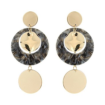 Trendy Acrylic Formica Drop Post Earring SLE1250