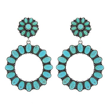 Fashionable WESTERN TQ CIRCLE EARRINGS SLE1284