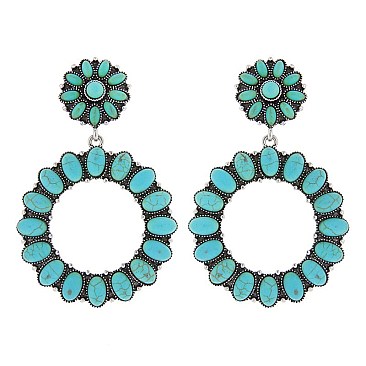 Fashionable WESTERN TQ CIRCLE EARRINGS SLE1284