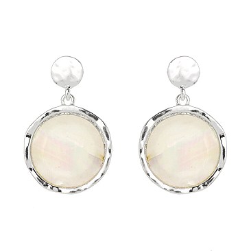 Trendy Geometric Dangly Metal Er with Abalone SLE1385