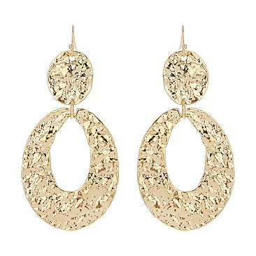 Trendy Hammered Dangly Metal Hook Earring SLE1390