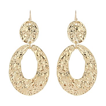 Trendy Hammered Dangly Metal Hook Earring SLE1390