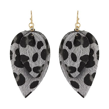 Trendy 2 Layered Leather Drop Earring SLE1394