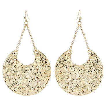 Fashionable Hammered Dangly Metal Hook Earring SLE1399