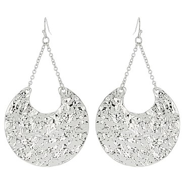 Fashionable Hammered Dangly Metal Hook Earring SLE1399