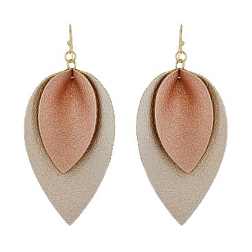 Fashionable 2 Layered Leather Drop Earring SLE1440