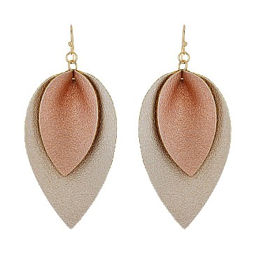 Fashionable 2 Layered Leather Drop Earring SLE1440