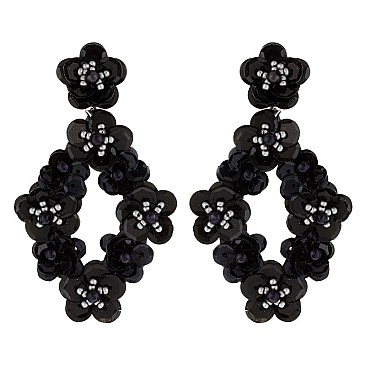 Trendy Sequin Flower Drop Earring SLE1441