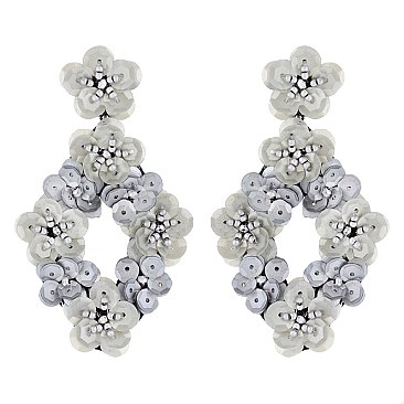 Trendy Sequin Flower Drop Earring SLE1441