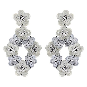 Trendy Sequin Flower Drop Earring SLE1441