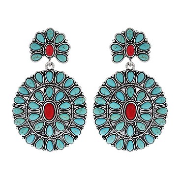 Fashionable Western Concho Tq Earring SLE1458
