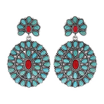 Fashionable Western Concho Tq Earring SLE1458