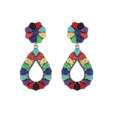 Trendy Western Tq Teardrop Earrings SLE1460