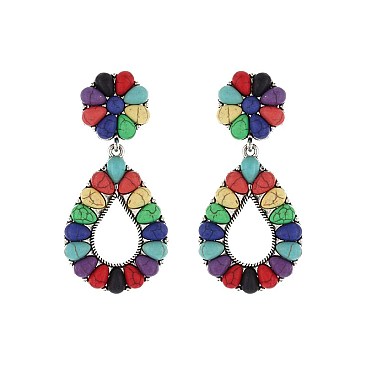 Trendy Western Tq Teardrop Earrings SLE1460