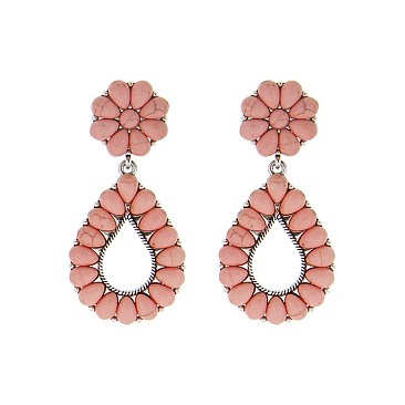 Trendy Western Tq Teardrop Earrings SLE1460