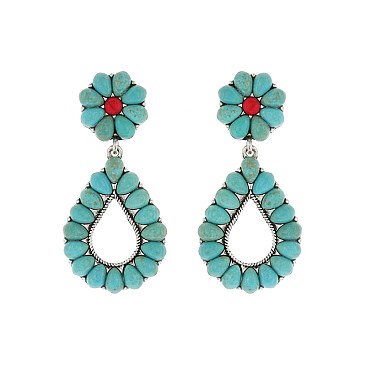 Trendy Western Tq Teardrop Earrings SLE1460