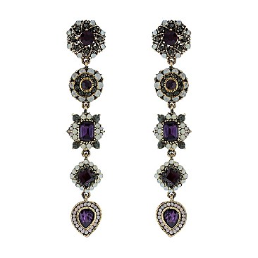 Trendy Dangly 5 Tier Rhinestone Earring SLE1471