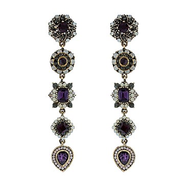 Trendy Dangly 5 Tier Rhinestone Earring SLE1471