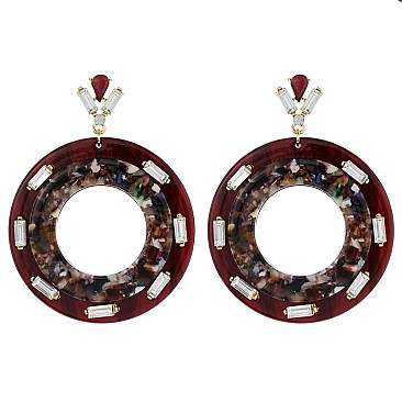 Fashionable Layered Rnd Acetate Post Earring SLE1474