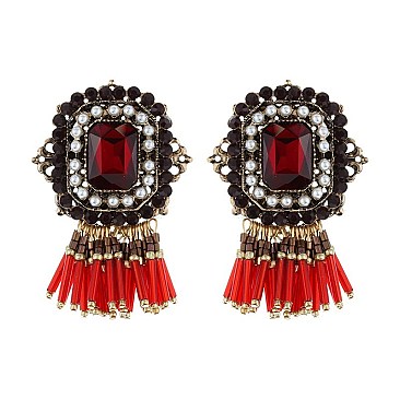 Fashionable Earring with Bead Fringe SLE1479