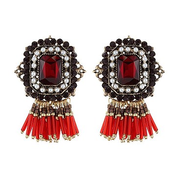 Fashionable Earring with Bead Fringe SLE1479